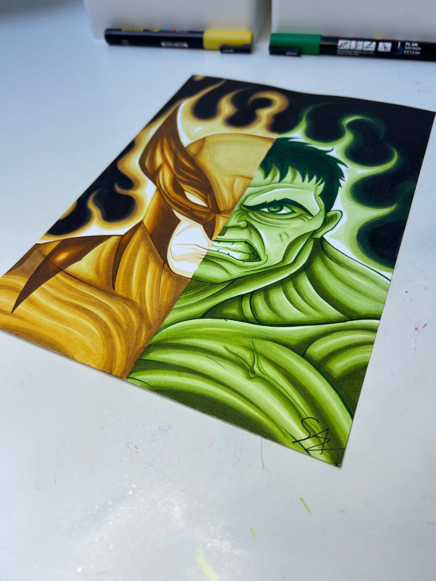 Wolwerine VS Hulk one color challenge