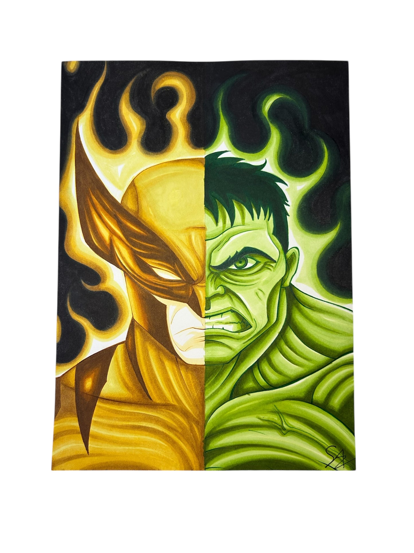 Wolwerine VS Hulk one color challenge