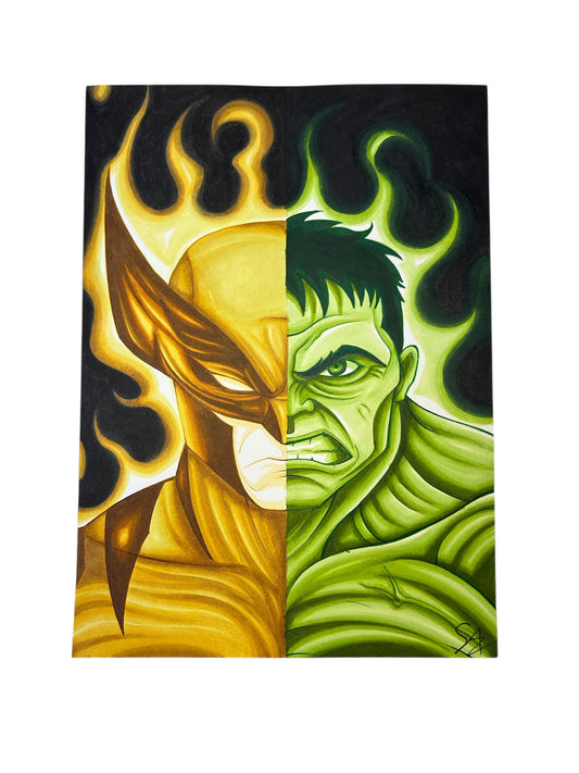Wolwerine VS Hulk one color challenge